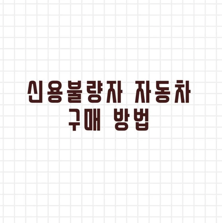 신용불량자 자동차 구매