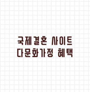 국제결혼 사이트 다문화가정 혜택