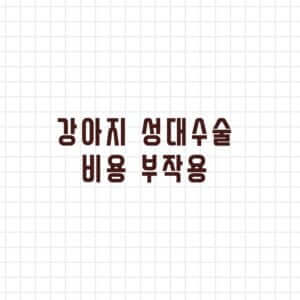 강아지 성대수술 비용 부작용