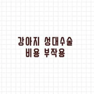 강아지 성대수술 비용 부작용