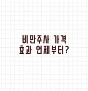 비만주사 가격 효과 언제부터