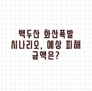 백두산 화산폭발 시나리오 예상 피해 금액