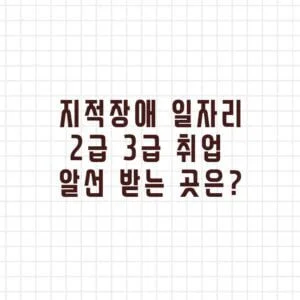 지적장애 일자리 취업 알선 받는 곳