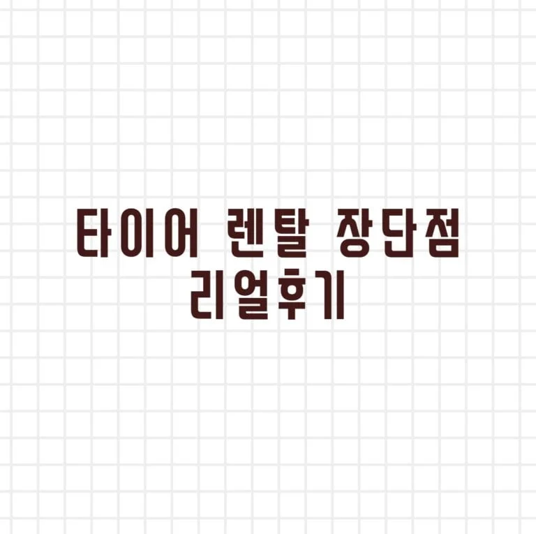 타이어 렌탈 장단점 리얼 후기
