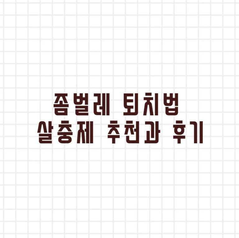 좀벌레 퇴치법 살충제 추천과 후기